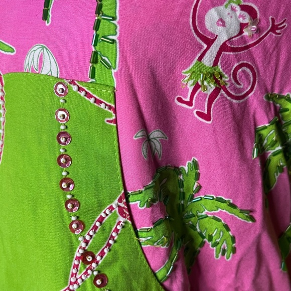 Tropical Pink and Lime Green Light Weight Zip Up Hoodie Jacket Size: S - Picture 6 of 6
